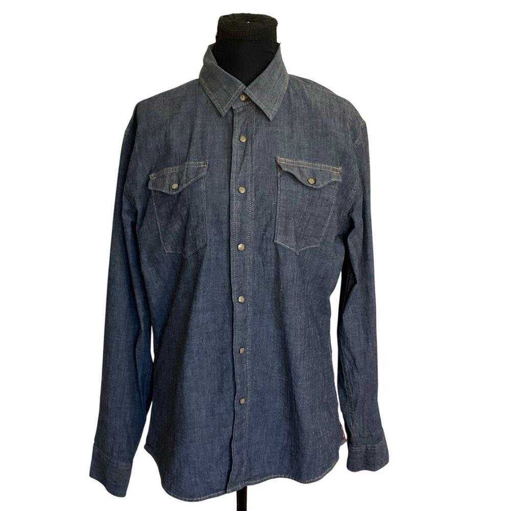 Wrangler Dark Indigo Denim Button-Down Western Shirt